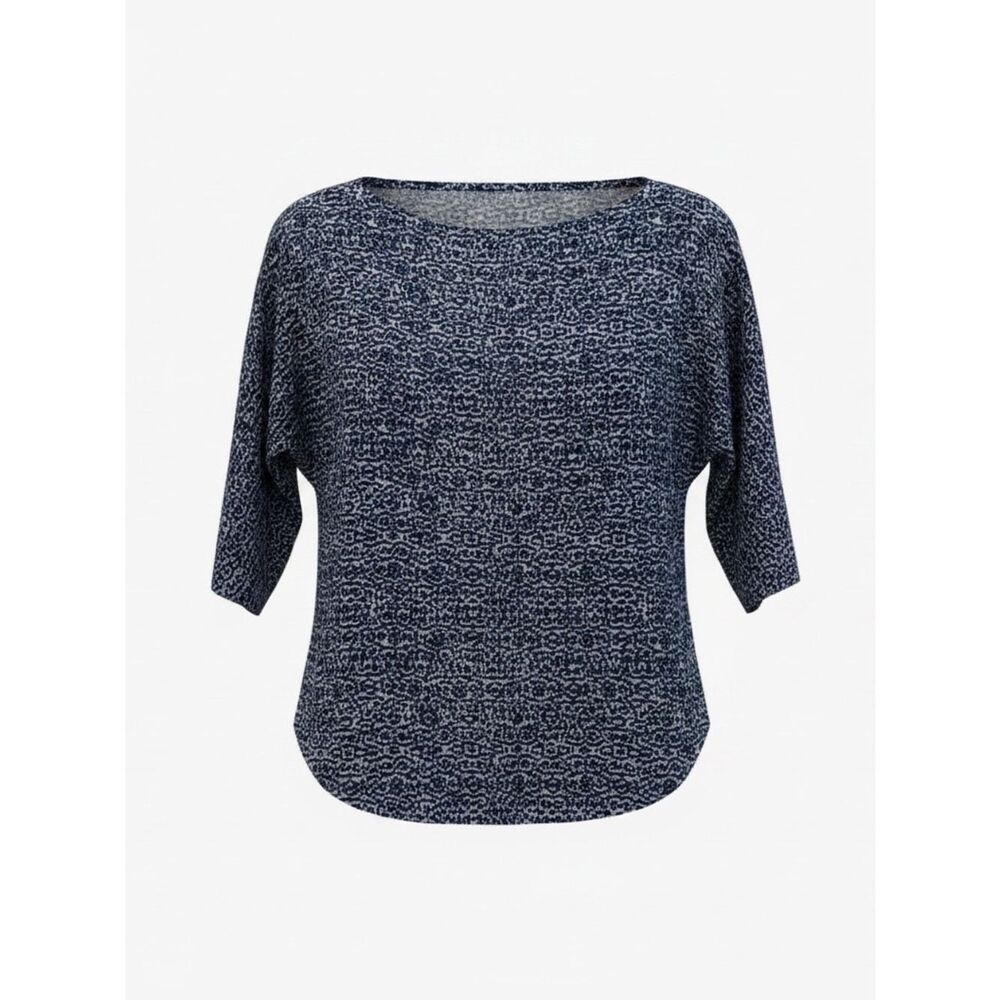 Carolina Herrera Silk Blouse Sz 0-6 3/4‎ Sleeves Gray Blue Dots